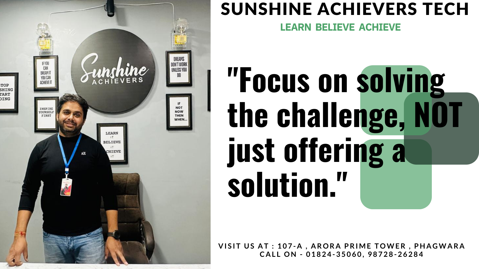 Teacher encouraging students to embrace challenges and grow through learning at Sunshine Achievers Tech