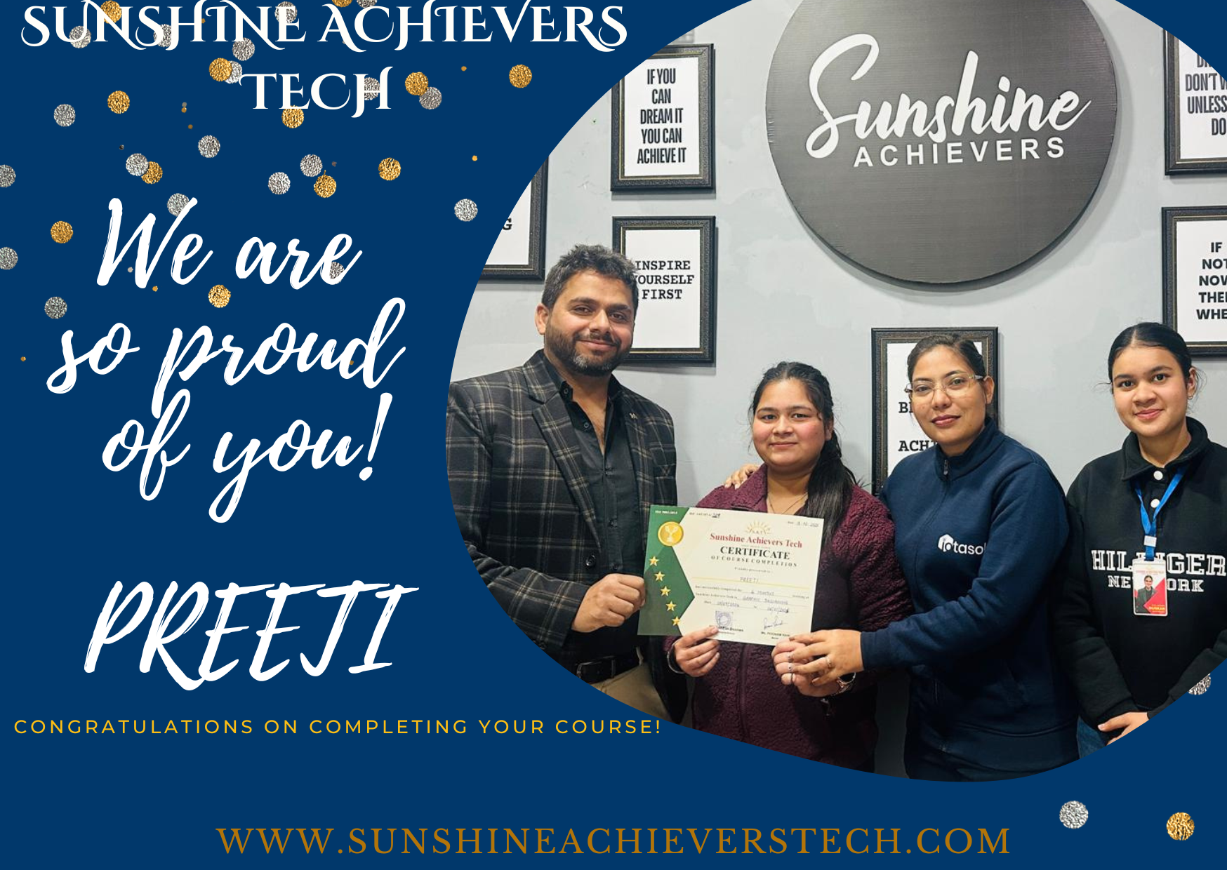preeti learned graphic designing at Sunshine achievers tech