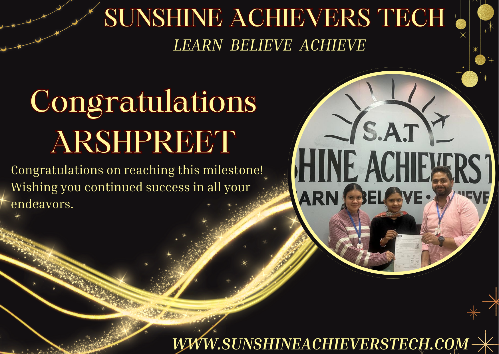 arshpreet brilliant performance at sunshine achievers tech