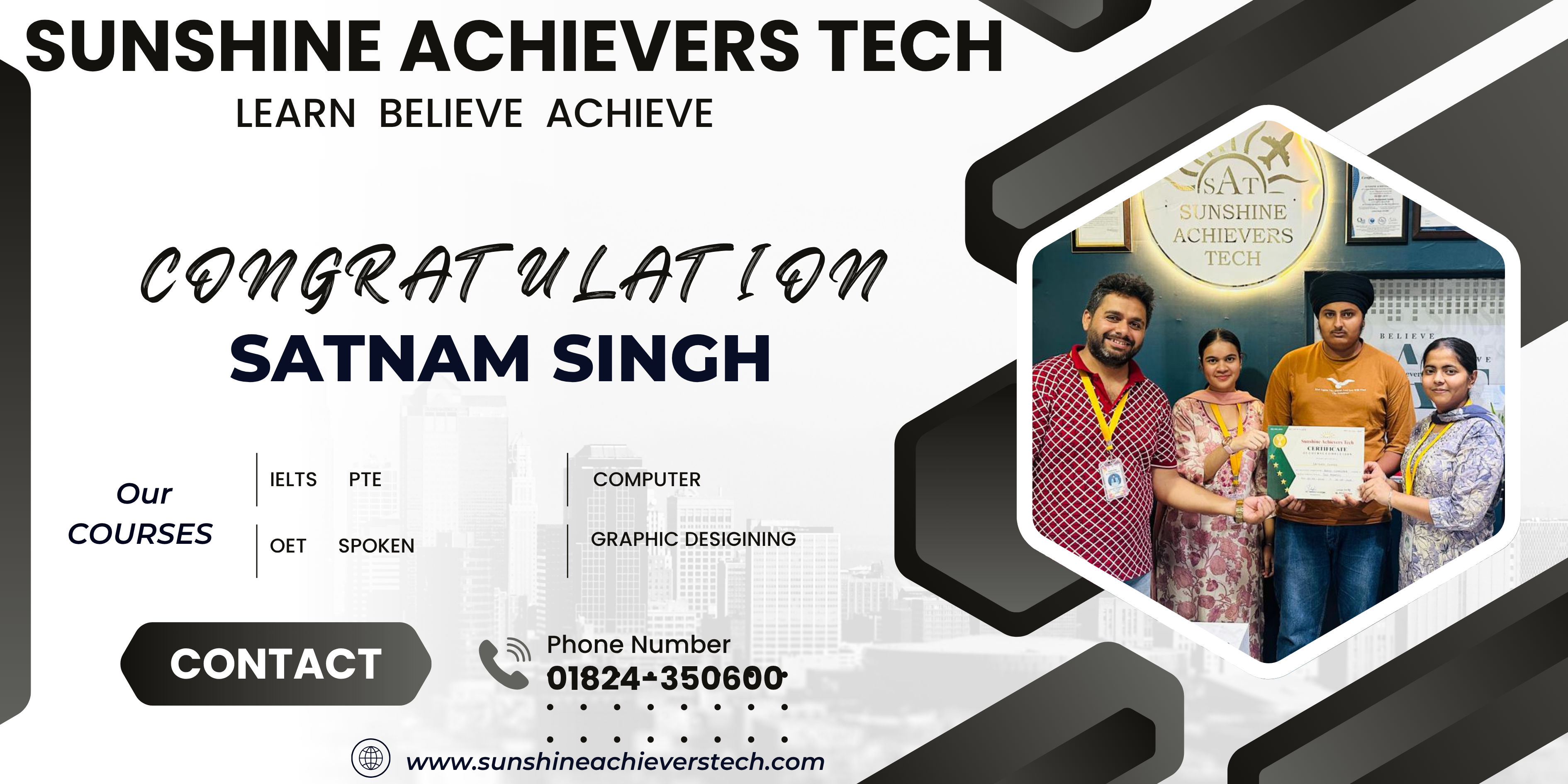 Satnam Singh, a sincere and decent student at Sunshine Achievers Tech, known for his respectful nature and strong dedication to learning.